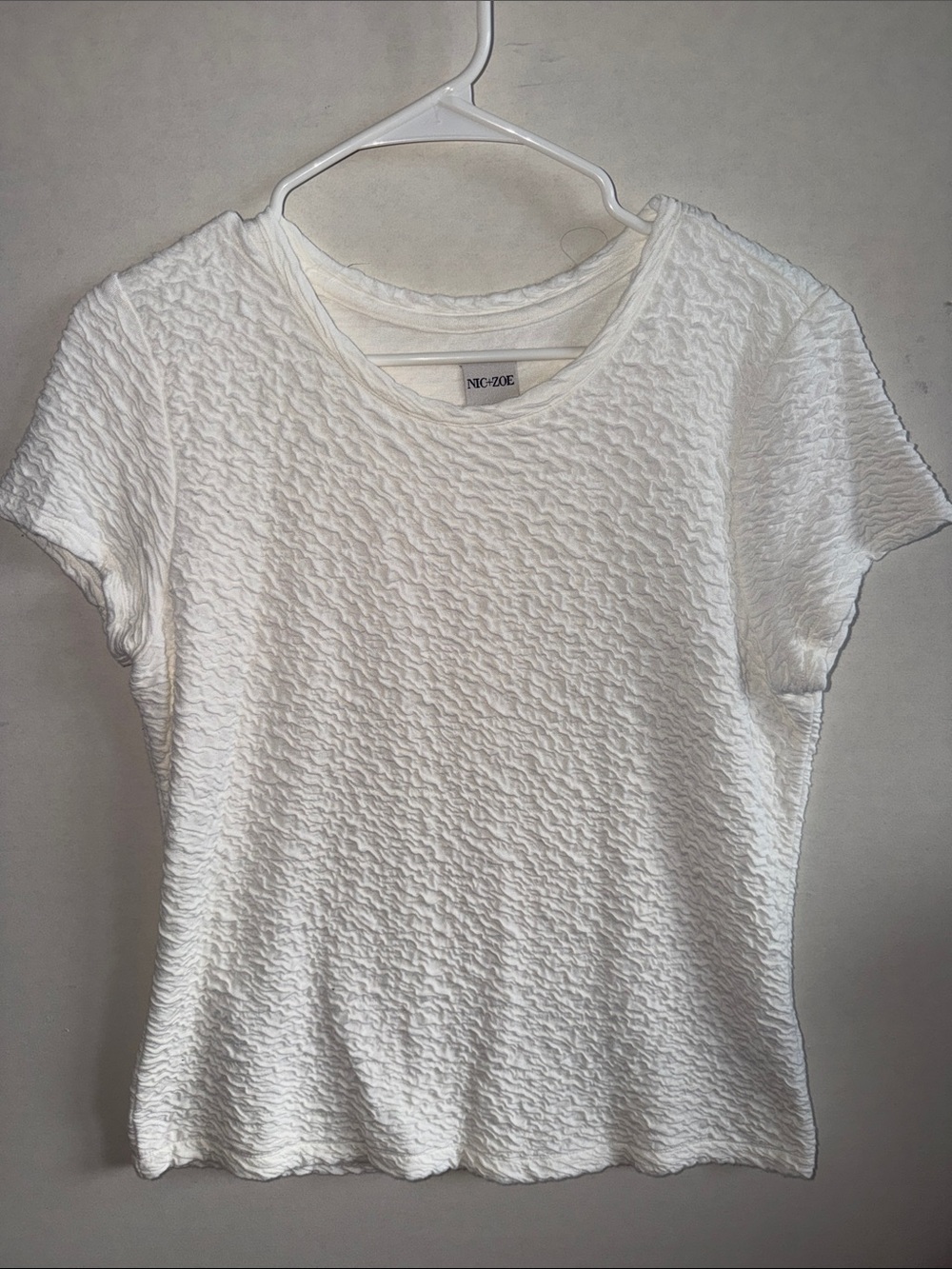 NIC+ZOE White Textured Short Sleeve Top